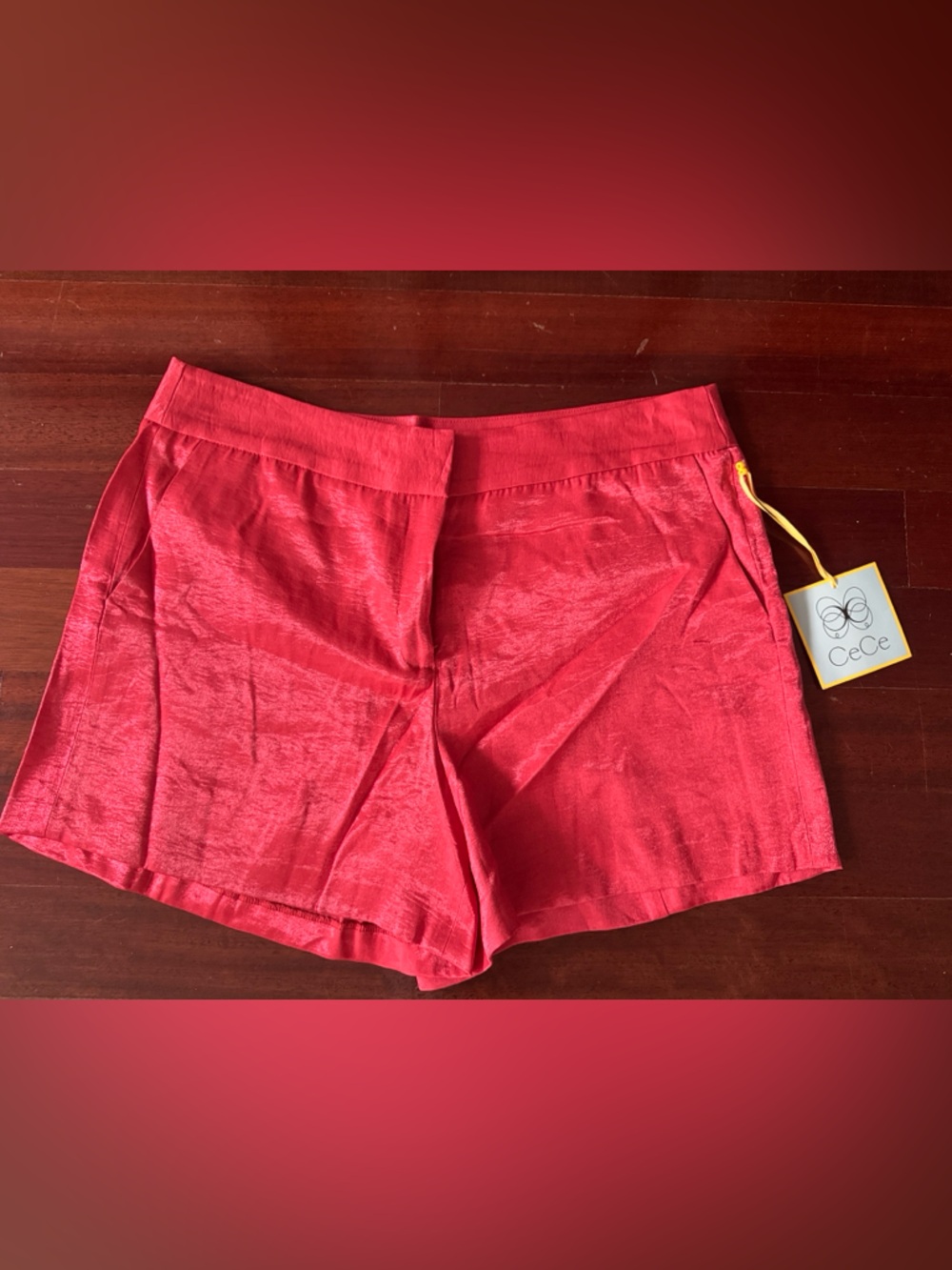 CeCe Shiny Pinkish-Red Dress Shorts